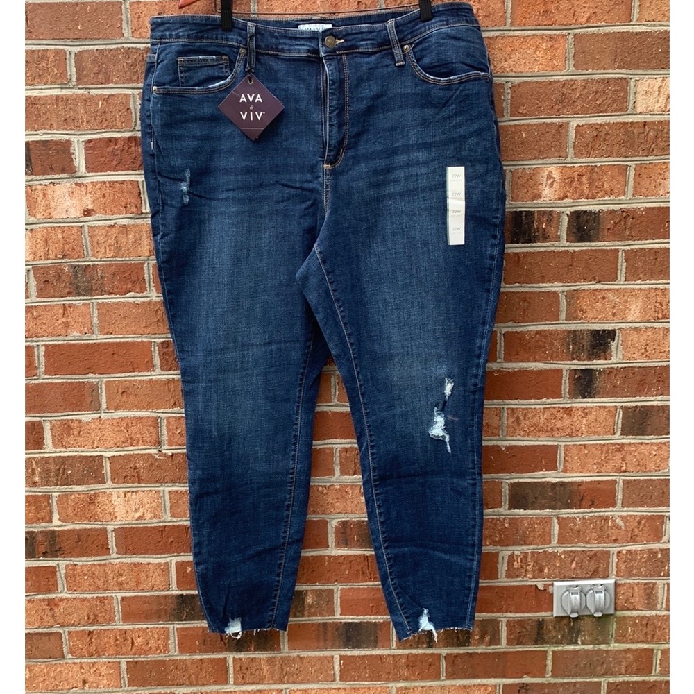 Ava & VIV High-Rise Skinny Stretch Blue Jeans size 22W